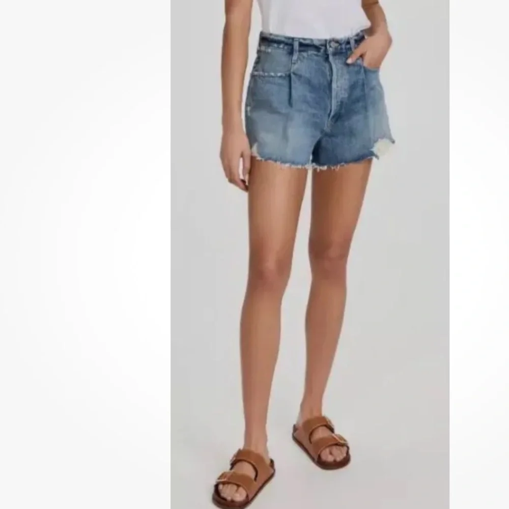 Citizens Of Humanity Womens Blue Franca Pleated‎ Baggy Jean Shorts Size 31
